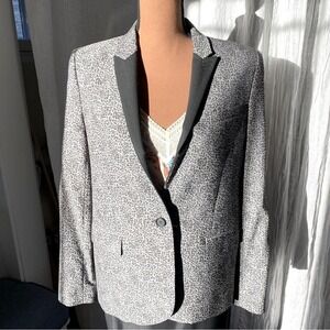 The Kooples Grey Leopard Print Tuxedo Blazer Womens Size 8